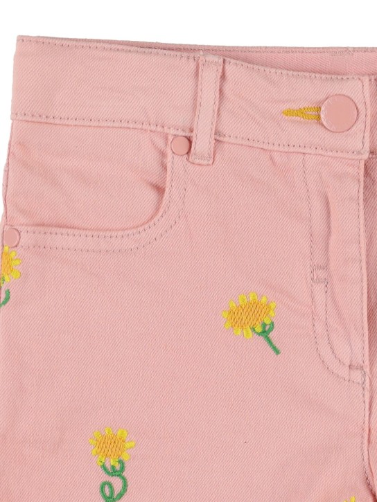 Stella Mccartney Kids: Embroidered organic denim shorts - Pembe - kids-girls_1 | Luisa Via Roma