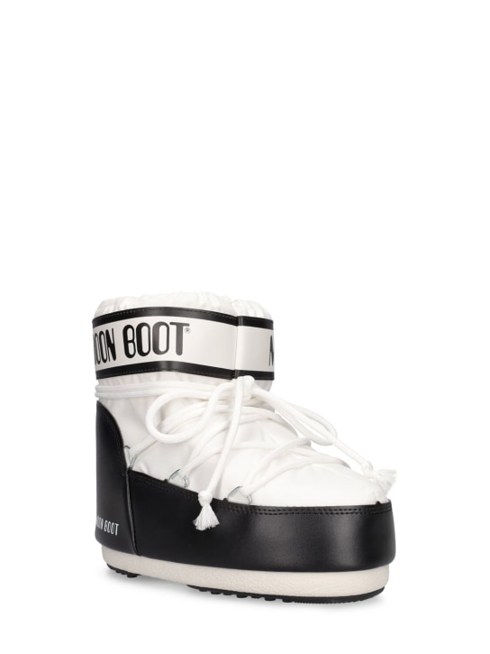 Moon Boot: Icon尼龙及踝雪地靴 - 白色/黑色 - kids-girls_1 | Luisa Via Roma