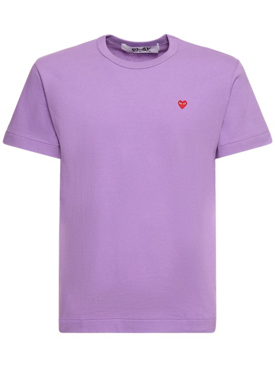 Comme des Garçons Play: T-shirt en coton à logo Play - Violet - men_0 | Luisa Via Roma