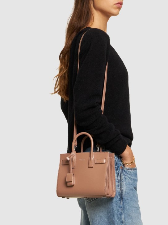 Saint Laurent: Nano Sac De Jour leather top handle bag - Rose - women_1 | Luisa Via Roma