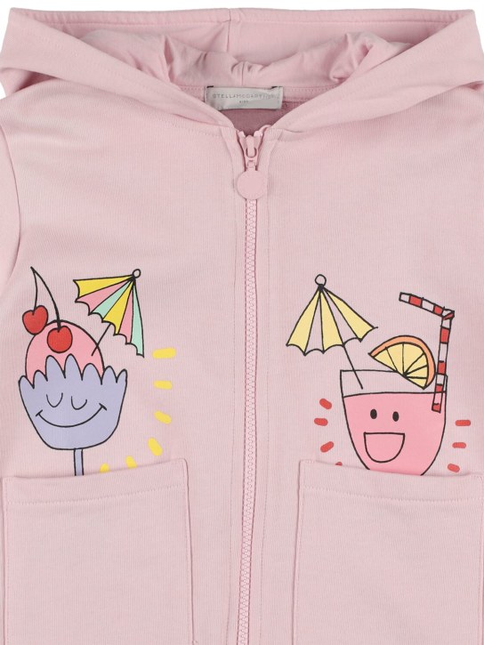 Stella Mccartney Kids: Printed organic cotton zip hoodie - Pink - kids-girls_1 | Luisa Via Roma