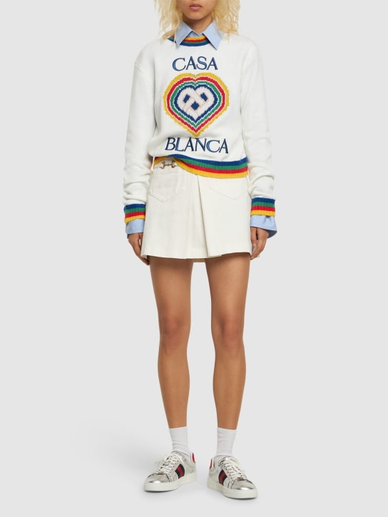 Casablanca: Suéter de punto de lana con logo - Multicolor - women_1 | Luisa Via Roma