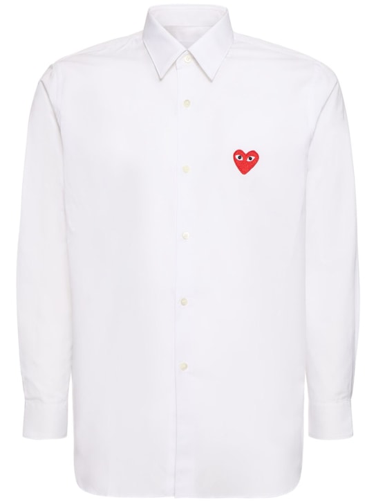 Comme des Garçons Play: Chemise en coton avec patch cœur - Blanc - men_0 | Luisa Via Roma