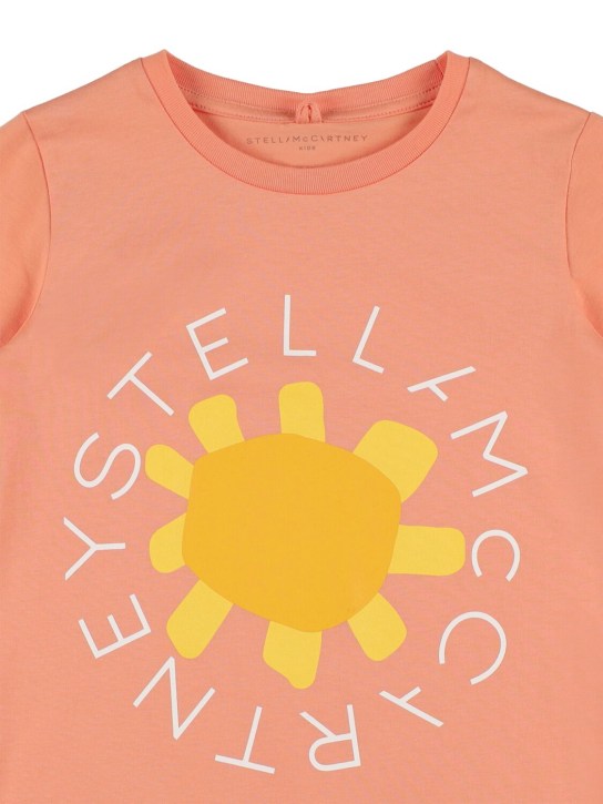 Stella Mccartney Kids: T-shirt en coton biologique imprimé - Orange - kids-girls_1 | Luisa Via Roma