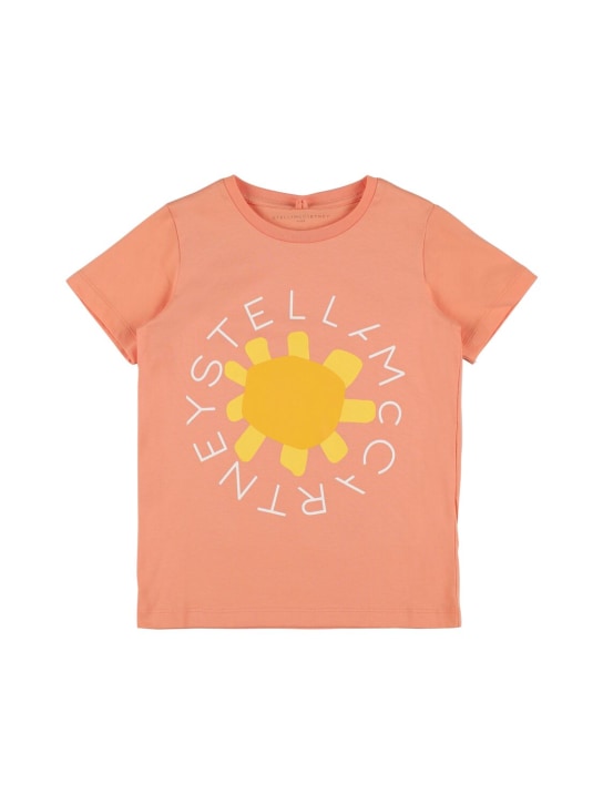 Stella Mccartney Kids: T-shirt en coton biologique imprimé - Orange - kids-girls_0 | Luisa Via Roma