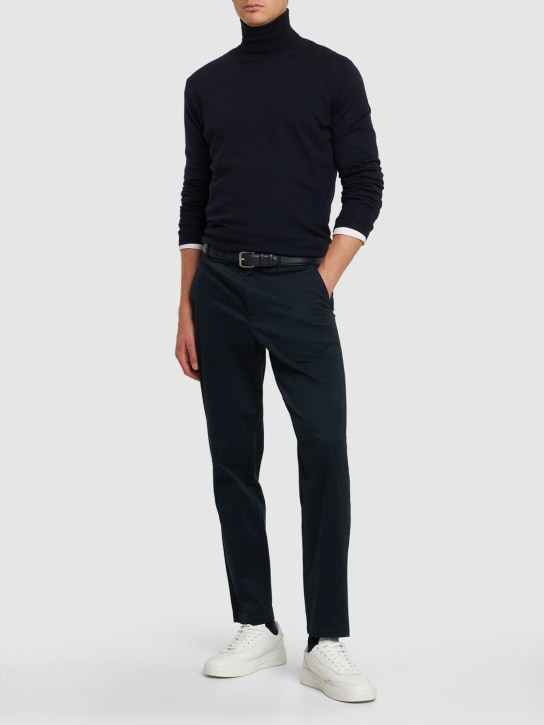 Armani Exchange: Pantalones de algodón stretch - Azul - men_1 | Luisa Via Roma