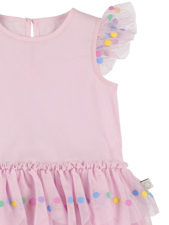 Stella Mccartney Kids: Recycled tulle short sleeved dress - Pink - kids-girls_1 | Luisa Via Roma