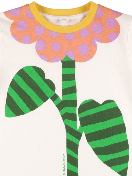 Stella Mccartney Kids: Flower print organic cotton t-shirt - Beyaz - kids-girls_1 | Luisa Via Roma