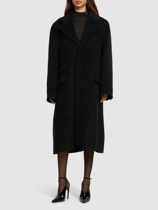 Saint Laurent: Oversize wool blend coat - Black - women_1 | Luisa Via Roma