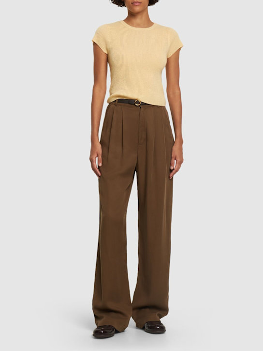 Reformation: Teo short sleeve cashmere sweater - Yellow - women_1 | Luisa Via Roma