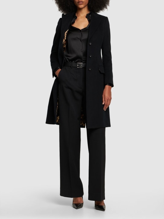 Dolce&Gabbana: 羊毛&羊绒中长大衣 - 黑色 - women_1 | Luisa Via Roma