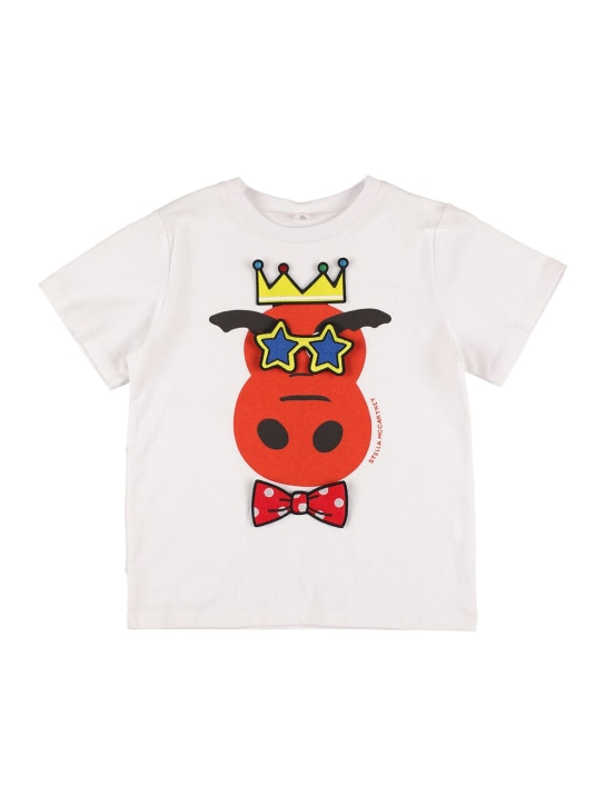 Stella Mccartney Kids: T-Shirt aus Bio-Baumwolljersey mit Patches - Weiß - kids-boys_0 | Luisa Via Roma