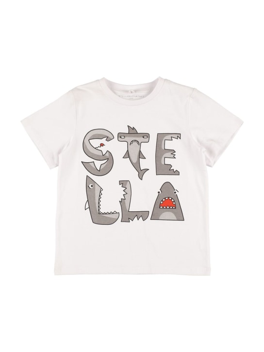 Stella Mccartney Kids: Printed organic cotton jersey t-shirt - Beyaz - kids-boys_0 | Luisa Via Roma
