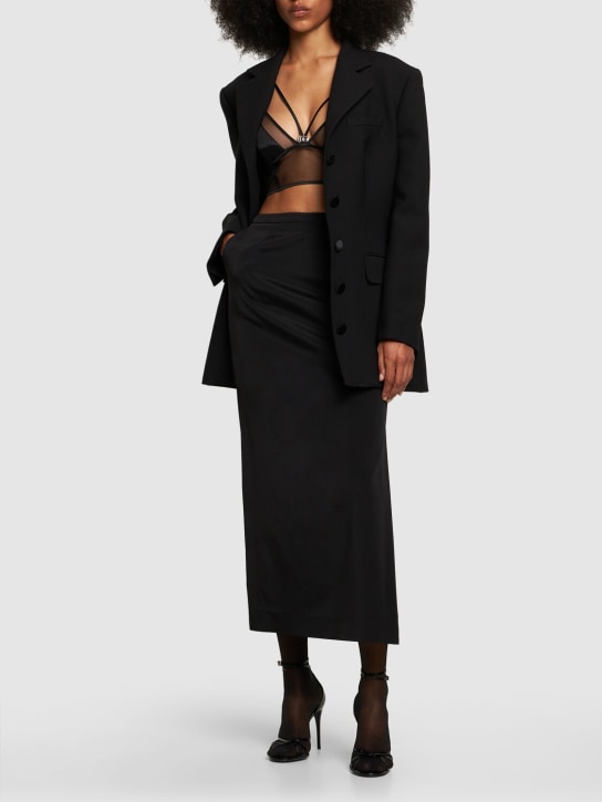 Dolce&Gabbana: Stretch cady pencil midi skirt - Siyah - women_1 | Luisa Via Roma