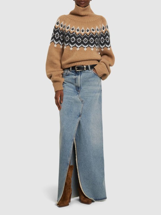 Khaite: Amaris high neck cashmere blend sweater - Camel Multi - women_1 | Luisa Via Roma