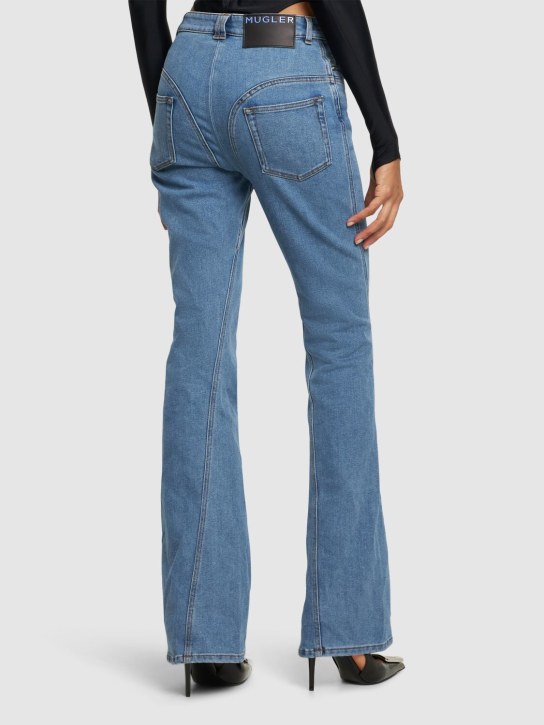 MUGLER: Mid rise denim straight jeans - Blue - women_2 | Luisa Via Roma