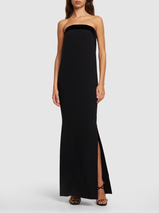Tom Ford: Double silk georgette strapless dress - Black - women_1 | Luisa Via Roma