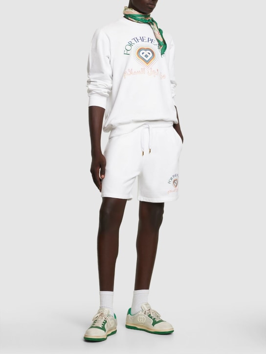 Casablanca: For The Peace cotton sweat shorts - White - men_1 | Luisa Via Roma