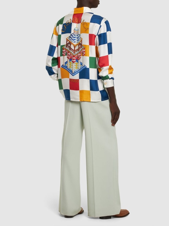 Casablanca: Camicia in twill di seta check - Multicolore - men_1 | Luisa Via Roma