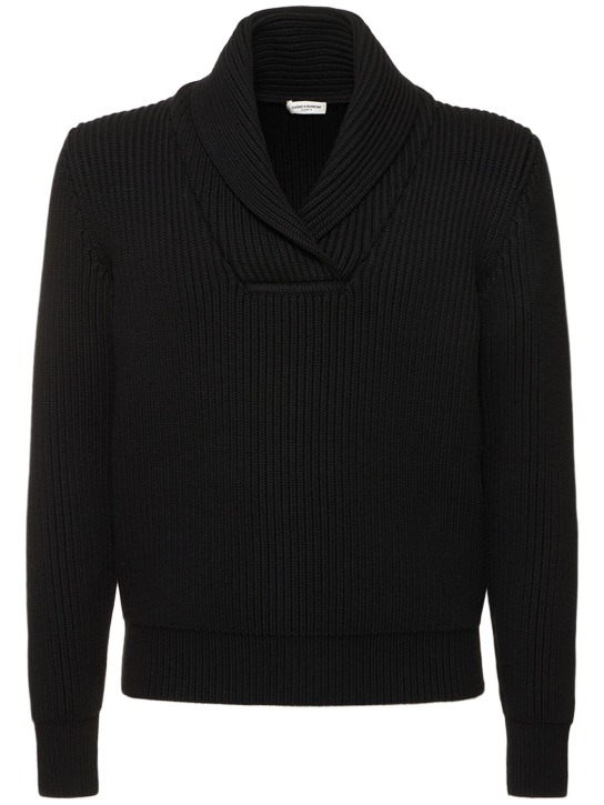 Saint Laurent: Wool sweater - Black - men_0 | Luisa Via Roma