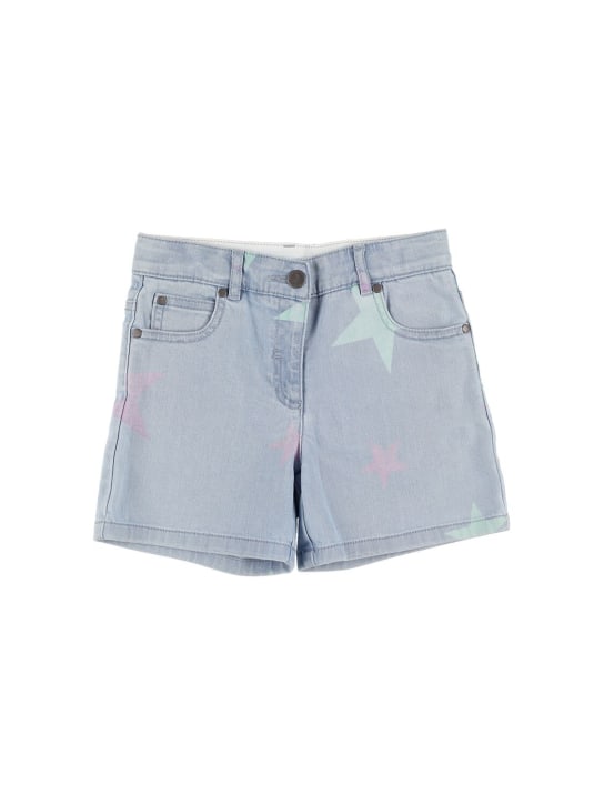 Stella Mccartney Kids: Shorts in denim di cotone stampato - Denim - kids-girls_0 | Luisa Via Roma