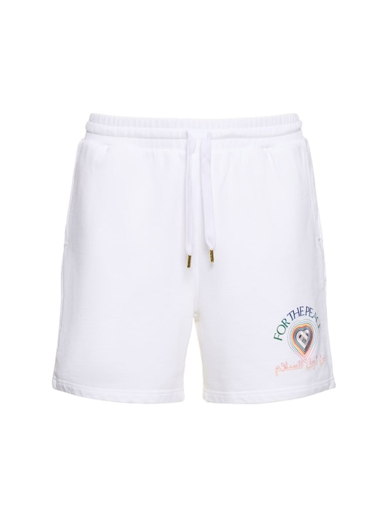 Casablanca: For The Peace cotton sweat shorts - Beyaz - men_0 | Luisa Via Roma