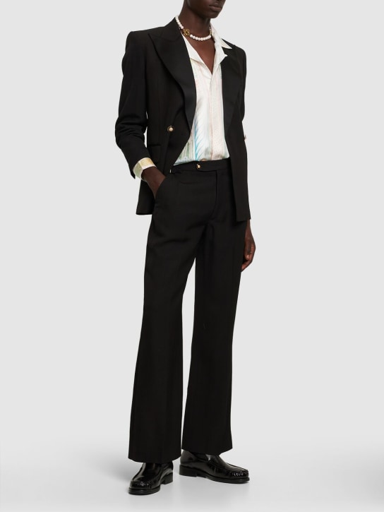 Casablanca: Viscose & silk formal straight pants - Black - men_1 | Luisa Via Roma