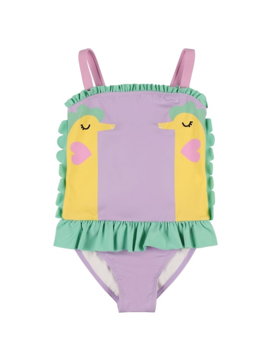 Stella Mccartney Kids: Recycled lycra one piece swimsuit - Purple - kids-girls_0 | Luisa Via Roma