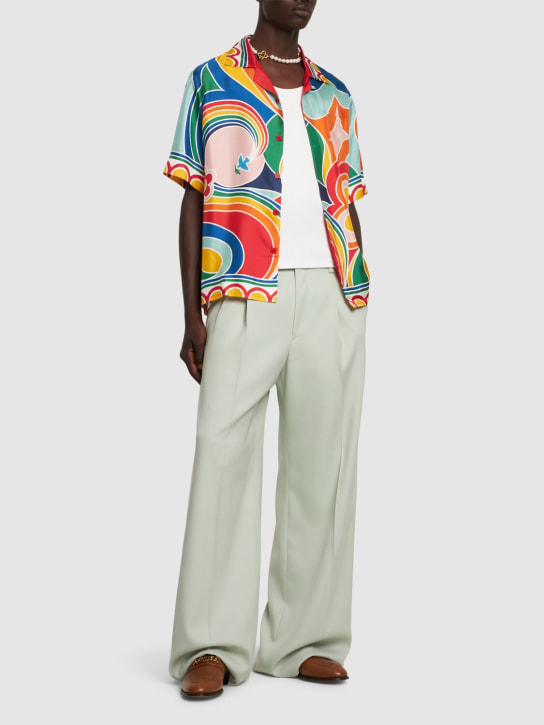Casablanca: Fleures silk twill short sleeve shirt - Multicolor - men_1 | Luisa Via Roma
