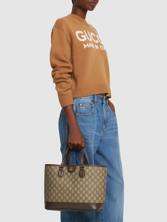 Gucci: Mini Ophidia GG canvas tote bag - Ebony - women_1 | Luisa Via Roma