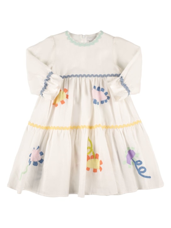 Stella Mccartney Kids: Vestido de muselina de algodón orgánico y lino - Blanco - kids-girls_0 | Luisa Via Roma