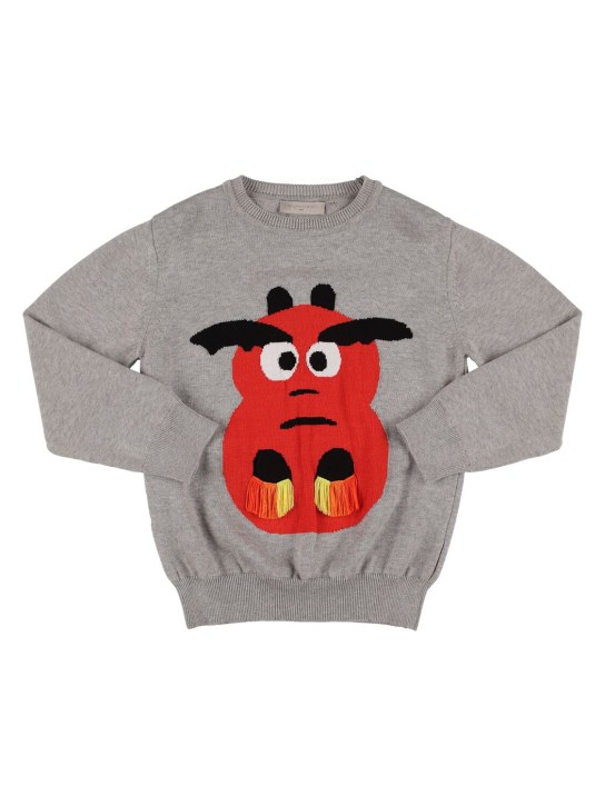 Stella Mccartney Kids: Knitted organic cotton sweater - Grey - kids-boys_0 | Luisa Via Roma