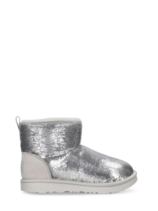 Ugg: Classic Mini Mirror Ball shearling boots - Gümüş - kids-girls_0 | Luisa Via Roma