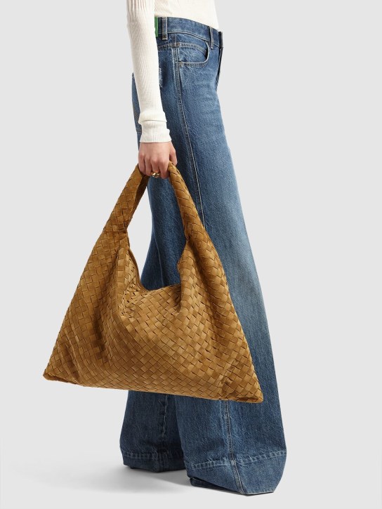 Bottega Veneta: Large Hop suede shoulder bag - Acorn - women_1 | Luisa Via Roma