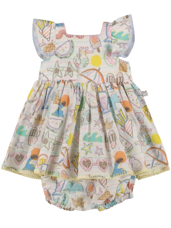 Stella Mccartney Kids: Organic cotton dress & diaper cover - Fil dişi rengi - kids-girls_0 | Luisa Via Roma