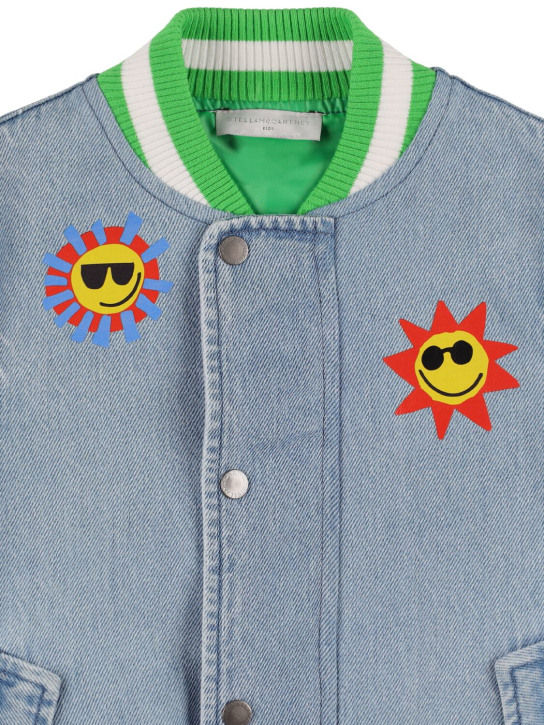 Stella Mccartney Kids: Organic cotton denim bomber jacket - Açık Mavi - kids-boys_1 | Luisa Via Roma