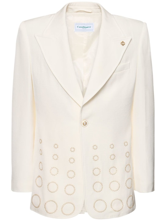 Casablanca: Wool gradient jacket - Off White - men_0 | Luisa Via Roma