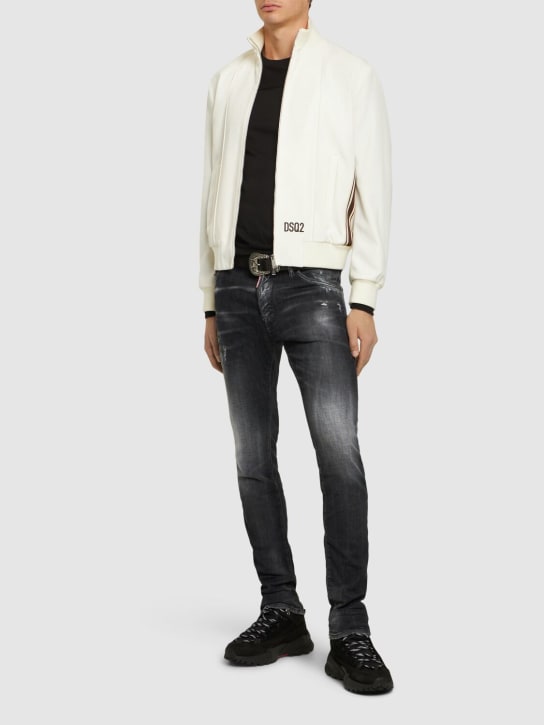Dsquared2: Tailored wool blend track jacket - Off-White - men_1 | Luisa Via Roma
