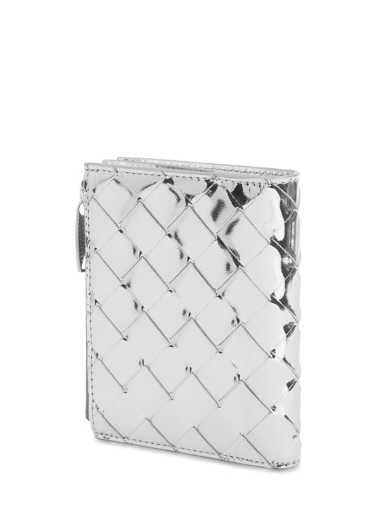 Bottega Veneta: Small Intrecciato  bi-fold zip wallet - Silver - women_1 | Luisa Via Roma