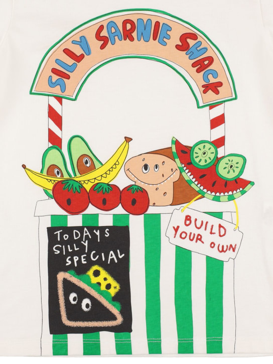 Stella Mccartney Kids: T-shirt in jersey di cotone stampato - Bianco - kids-boys_1 | Luisa Via Roma