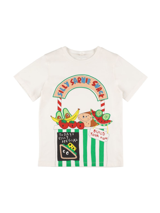 Stella Mccartney Kids: Camiseta de jersey de algodón estampada - Blanco - kids-boys_0 | Luisa Via Roma