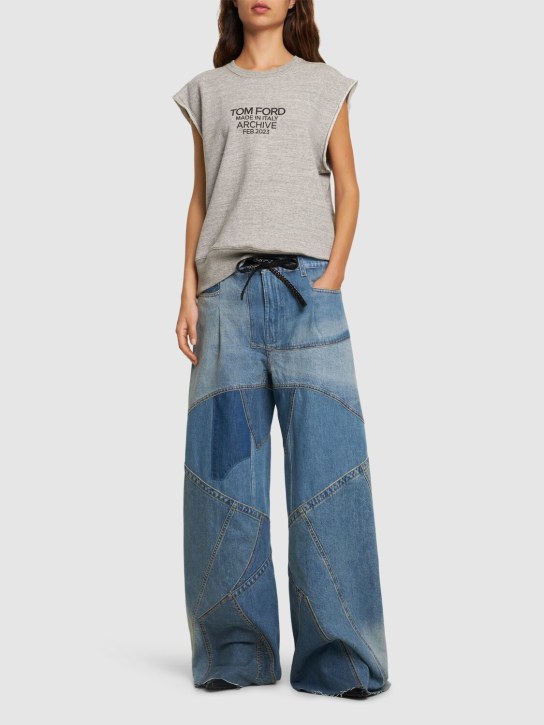 Tom Ford: Jeans larghi in denim patchwork - Blu - women_1 | Luisa Via Roma