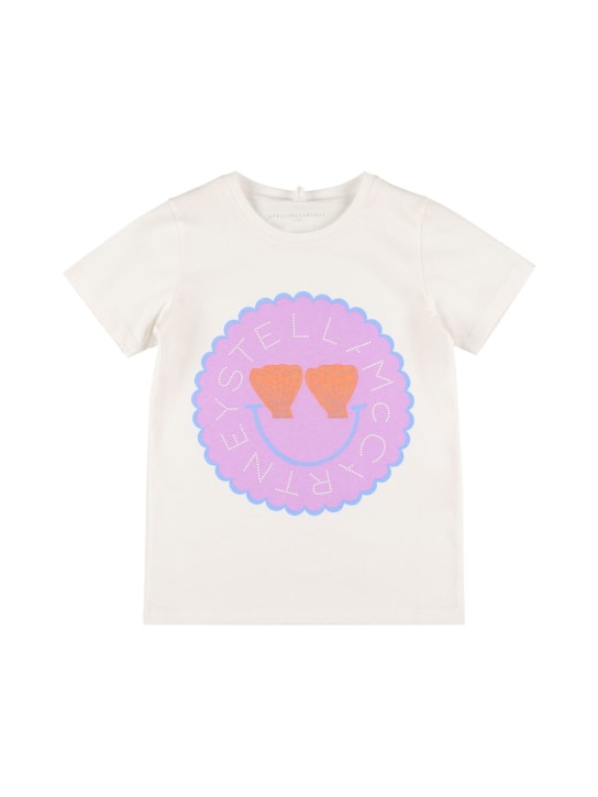 Stella Mccartney Kids: Printed cotton jersey t-shirt - Beyaz - kids-girls_0 | Luisa Via Roma