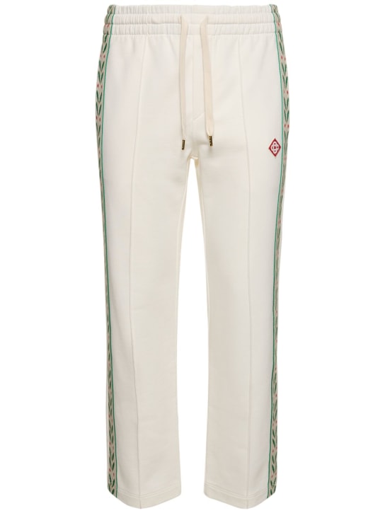 Casablanca: Pantaloni in cotone organico con logo - Bianco - men_0 | Luisa Via Roma