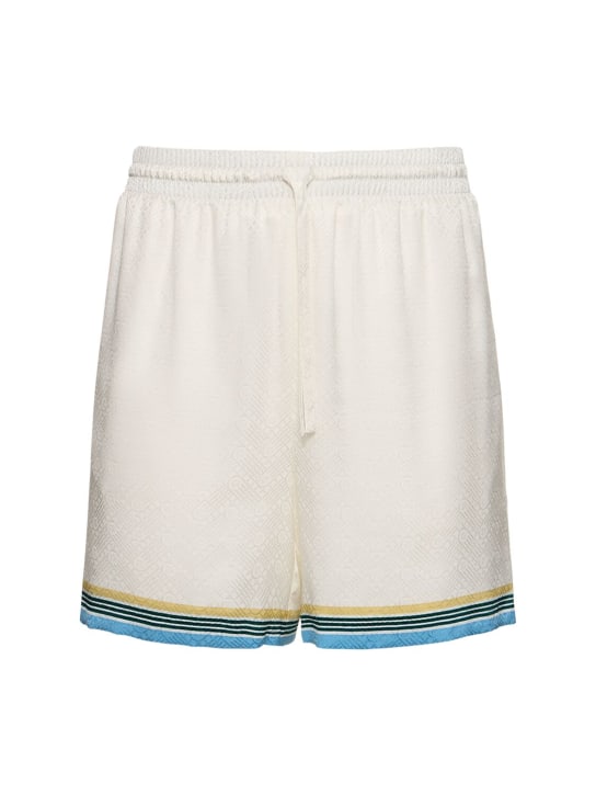 Casablanca: Shorts de seda con estampado - Blanco - men_0 | Luisa Via Roma