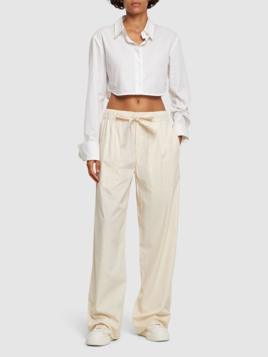 BIRKENSTOCK Tekla: Pantalon en coton à plis - Blanc/Beige - women_1 | Luisa Via Roma