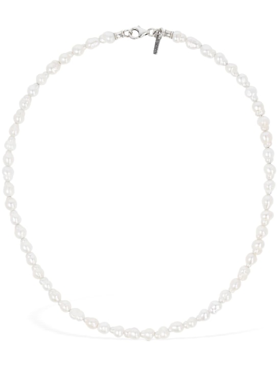 Emanuele Bicocchi: Baroque pearl collar necklace - Pearl/Silver - men_0 | Luisa Via Roma