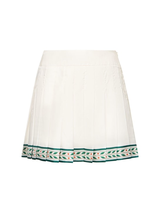 Casablanca: Minifalda plisada de sarga de seda - Multi/Blanco - women_0 | Luisa Via Roma