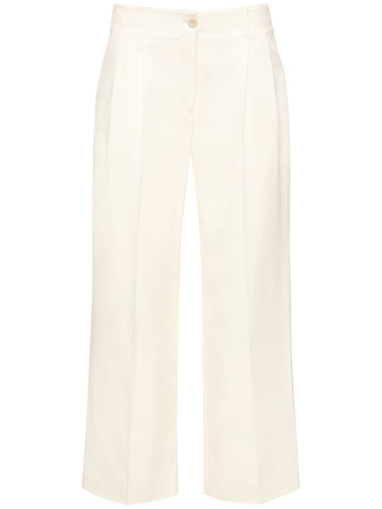 Toteme: Relaxed twill cotton pants - Beyaz - women_0 | Luisa Via Roma