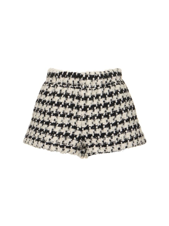 ANINE BING: Lyle wool blend shorts - Siyah/Beyaz - women_0 | Luisa Via Roma